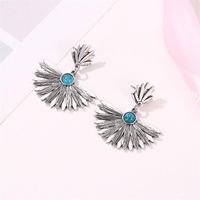 Vintage Turquoise Metal Leaf Scalloped Stud Earrings Nhdp145205 main image 3