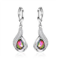 Européen Et Américain Personnalisé Coloré Goutte D'eau Pendentif Boucles D'oreilles Raffiné Strass Coloré Zircon Boucles D'oreilles Femmes De Vente Chaude Oreille Anneaux En Gros main image 1