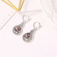 Européen Et Américain Personnalisé Coloré Goutte D'eau Pendentif Boucles D'oreilles Raffiné Strass Coloré Zircon Boucles D'oreilles Femmes De Vente Chaude Oreille Anneaux En Gros main image 4