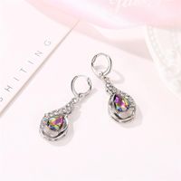 Européen Et Américain Personnalisé Coloré Goutte D'eau Pendentif Boucles D'oreilles Raffiné Strass Coloré Zircon Boucles D'oreilles Femmes De Vente Chaude Oreille Anneaux En Gros main image 6