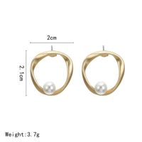 Korean Style Simple Graceful Ins Style Metal Stud Earrings Irregular With Personality Round Pearl Earrings For Women All-matching main image 4