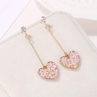 Heart Diamond Alloy Artificial Gemstones Earrings main image 5