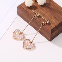 Heart Diamond Alloy Artificial Gemstones Earrings main image 4