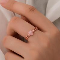 Koreanische Mode Literarischer Ring Temperament Persönlichkeit Hohle Liebe Offener Ring Kleiner Frischer Opal Pfirsich Herz Ring main image 3