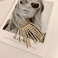Europäische Und Amerikanische Übertriebene Hand Gefertigte Perlen-quasten-ohrringe, Kalte Wind-persönlichkeit, Internet-promi-frauen, Mode-ohrringe, Frauen sku image 1