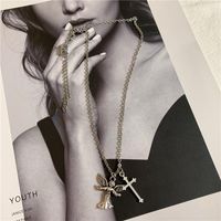 Womens Cross Painted Alloy Necklaces Nhyq145026 sku image 1