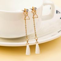 New Triangular Rhinestone Long Tassel Earrings Nhdp145109 sku image 1