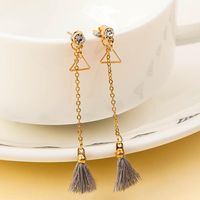 New Triangular Rhinestone Long Tassel Earrings Nhdp145109 sku image 4