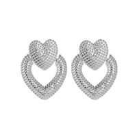 Vintage Openwork Metal Frosted Double Heart Earrings Nhdp145184 sku image 3