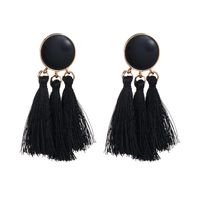 Vintage Round Tassel Earrings Black White Nhln145209 sku image 1