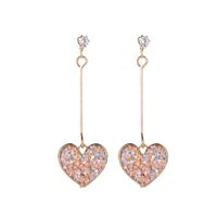 Heart Diamond Alloy Artificial Gemstones Earrings sku image 1