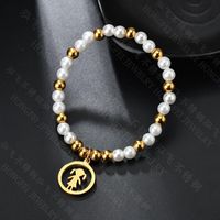 Simple Beads Girl Shape Titanium Steel Bracelet Nhhf145703 main image 5