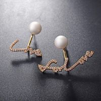 Südkorea Maßge Schneiderte Mikro Eingelegte Zirkon-buchstaben Hinten Hängende Asymmetrische Ohrringe Weihnachts Geschenk Ohrringe 20865202 main image 3