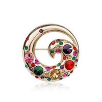 Delicate Round Phoenix Color Imitated Crystal Brooch Nhlj145757 main image 1