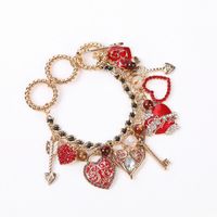 Pulsera De Diamantes Con Colgante De Corazón Rojo De Amor Múltiple Nhhn145762 main image 6