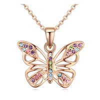 Sleek Minimalist Austrian Imitated Crystal Butterfly Necklace Nhlj145870 main image 1