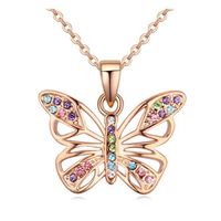 Sleek Minimalist Austrian Imitated Crystal Butterfly Necklace Nhlj145870 main image 2