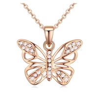 Sleek Minimalist Austrian Imitated Crystal Butterfly Necklace Nhlj145870 main image 3
