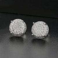 Womens Round Copper Inlay Zircon Earrings Nhtm145874 main image 7