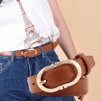 Simple Sewing Thread Metal Buckle Solid Color Women Belt Nhpo145938 main image 1
