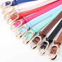 Simple Sewing Thread Metal Buckle Solid Color Women Belt Nhpo145938 main image 3