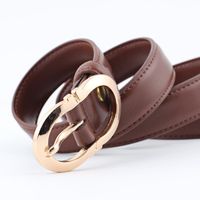 Simple Sewing Thread Metal Buckle Solid Color Women Belt Nhpo145938 main image 4