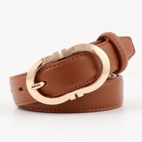 Simple Sewing Thread Metal Buckle Solid Color Women Belt Nhpo145938 main image 14