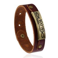 European And American Leather Vintage Leather Bracelet Nhpk145737 sku image 1