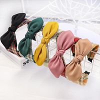 Korea Small Fresh Fabric Plaid Wide-brimmed Bow Headband Nhou146097 main image 3