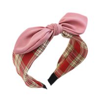 Korea Small Fresh Fabric Plaid Wide-brimmed Bow Headband Nhou146097 main image 6