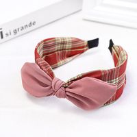 Style Coréen Nouveau Printemps Porter Bandeau Petit Frais Plaid Tissu Large-bord Cheveux Accessoires Bandeau Solide Couleur Arc Femelle Épingle À Cheveux C634 main image 10