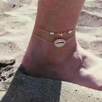 Ocean Series Fashion Starfish Beads Shell Alloy Anklet Bracelet Nhbq146478 main image 3