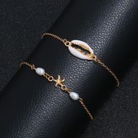 Ocean Series Fashion Starfish Beads Shell Alloy Anklet Bracelet Nhbq146478 main image 4