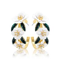 Dame Forme C Alliage Fleurs Des Boucles D'oreilles main image 7