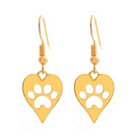Fashion Hollow Heart Cat Claw Dog Paw Print Earrings Nhcu146614 main image 1