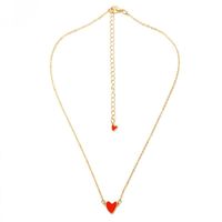 Red Love Drops Double Heart Heart Clavicle Chain Necklace Nhcu146624 main image 1