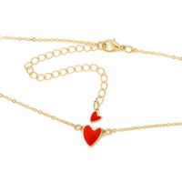 Red Love Drops Double Heart Heart Clavicle Chain Necklace Nhcu146624 main image 4