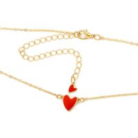 Vente Chaude En Europe Et En Amérique Douce Fille Rouge Amour Collier Dripping Huile Double Peach Coeur Collier Clavicule Chaîne Coeur Collier En Gros main image 4