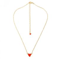 Red Love Drops Double Heart Heart Clavicle Chain Necklace Nhcu146624 main image 5