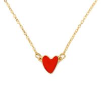 Vente Chaude En Europe Et En Amérique Douce Fille Rouge Amour Collier Dripping Huile Double Peach Coeur Collier Clavicule Chaîne Coeur Collier En Gros main image 6