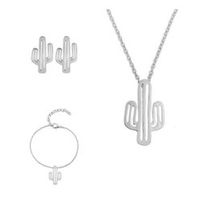 Europe And The United States Simple Hollow Cactus Necklace Earrings Bracelet Three Pieces Nhcu146647 main image 3