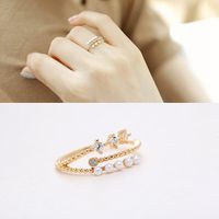 Koreanische Mode Mikro Eingelegte Offene Perle Zirkon Ring Weibliches Paar Ring Zubehör Zeigefinger main image 1