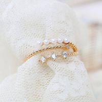 Koreanische Mode Mikro Eingelegte Offene Perle Zirkon Ring Weibliches Paar Ring Zubehör Zeigefinger main image 4