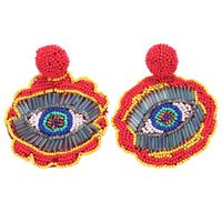 Creative Ethnic Style Eyes Beige Beads Fabric Earrings Nhjq146723 main image 11