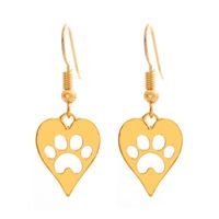 Fashion Hollow Heart Cat Claw Dog Paw Print Earrings Nhcu146614 sku image 1