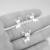 Cartoon Animal Puppy Cat Deer Earrings Necklace Set Nhcu146645 sku image 2