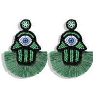 European And American Magic Eye Rice Beads Tassel Earrings Nhjq146720 sku image 1