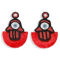 European And American Magic Eye Rice Beads Tassel Earrings Nhjq146720 sku image 3