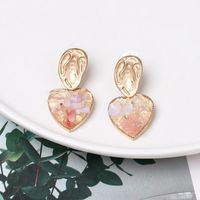 New Simple Heart-shaped Natural Stone Alloy Earrings Nhjj146774 main image 3