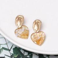 New Simple Heart-shaped Natural Stone Alloy Earrings Nhjj146774 main image 5